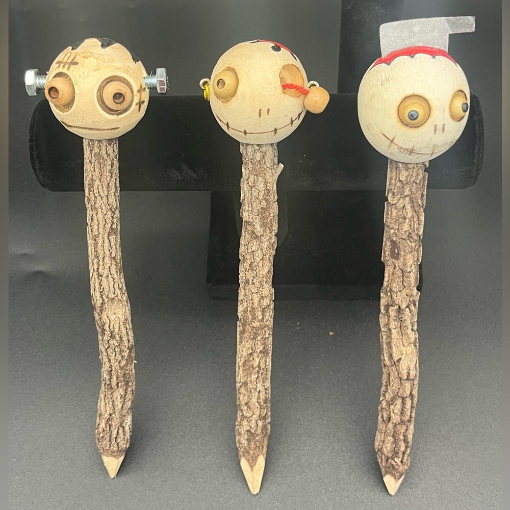 Three Crazy Head Pencils- Butcher - Screw Head - Eye Poppin